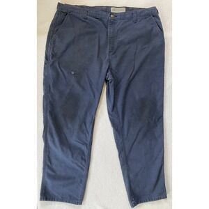 Carhartt Mens 44x32 Dungaree Fit Pants Navy Blue Distressed Canvas Workwear